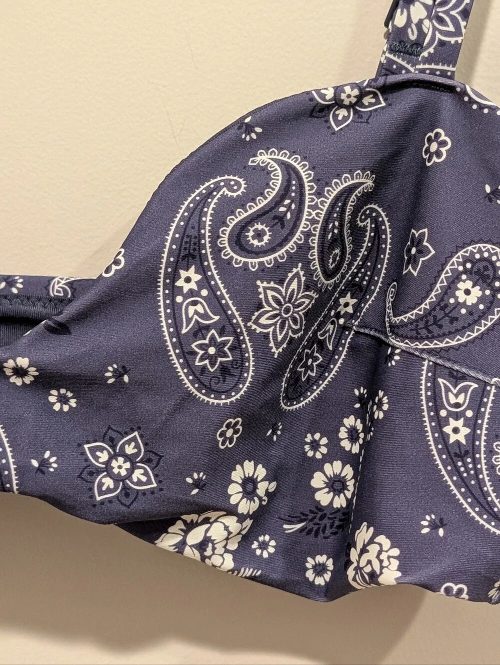 aerie Navy Blue Paisley Bikini Top Size Large